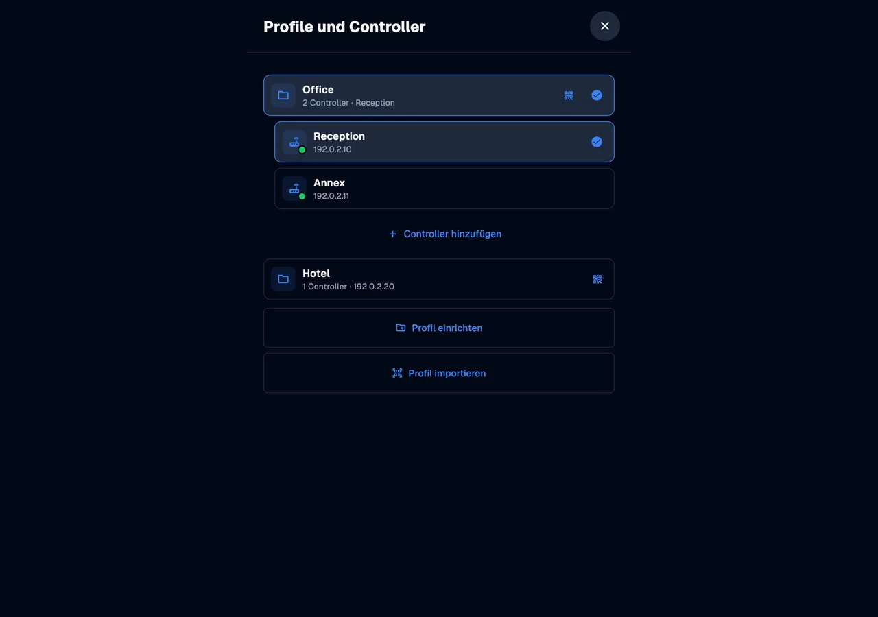 Switch profile · desktop · de · dark