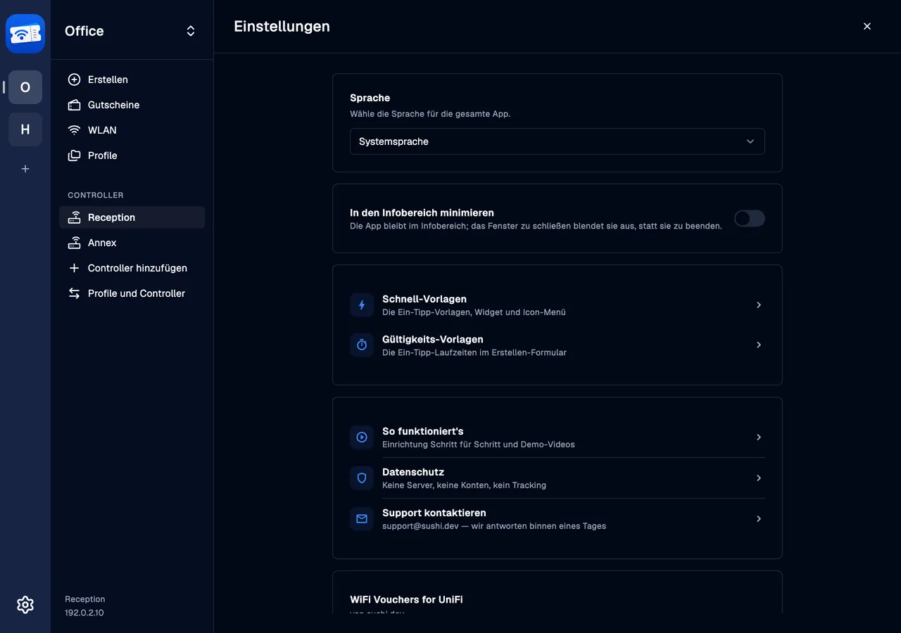 Settings · desktop · de · dark