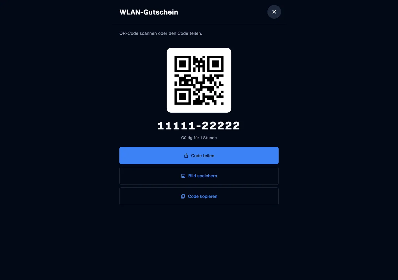 Voucher QR · desktop · de · dark
