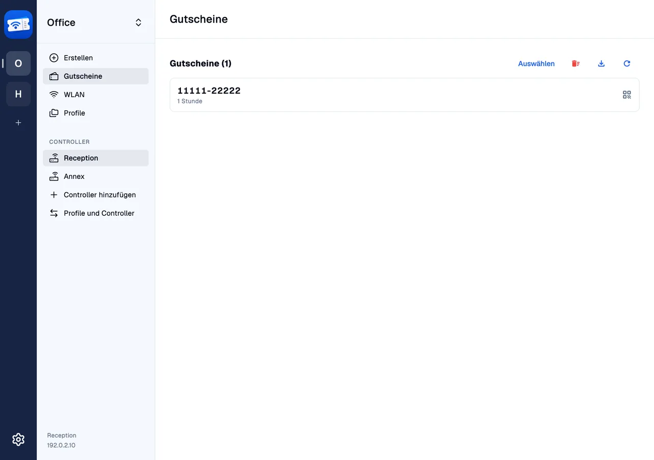 Issued vouchers · desktop · de · light