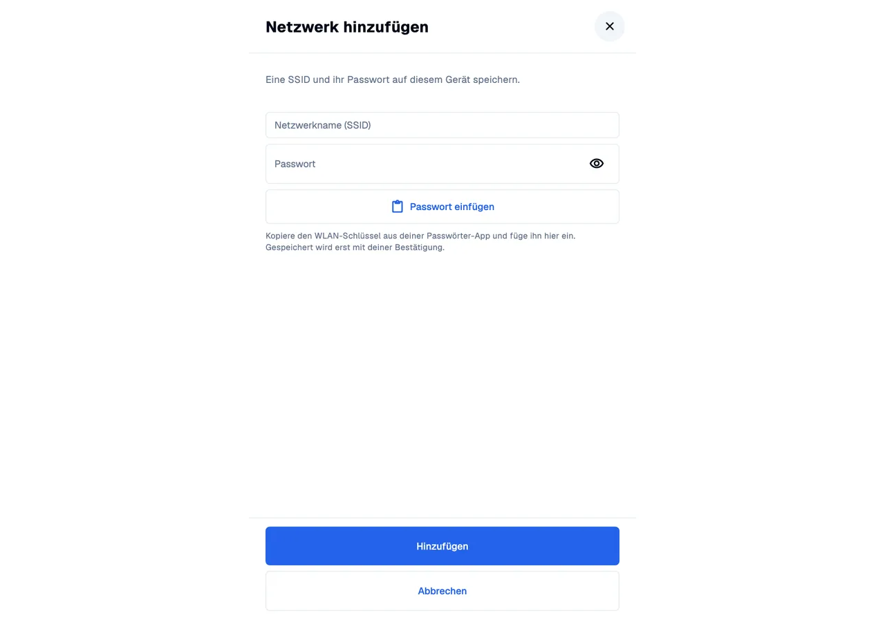 Add a WiFi network · desktop · de · light