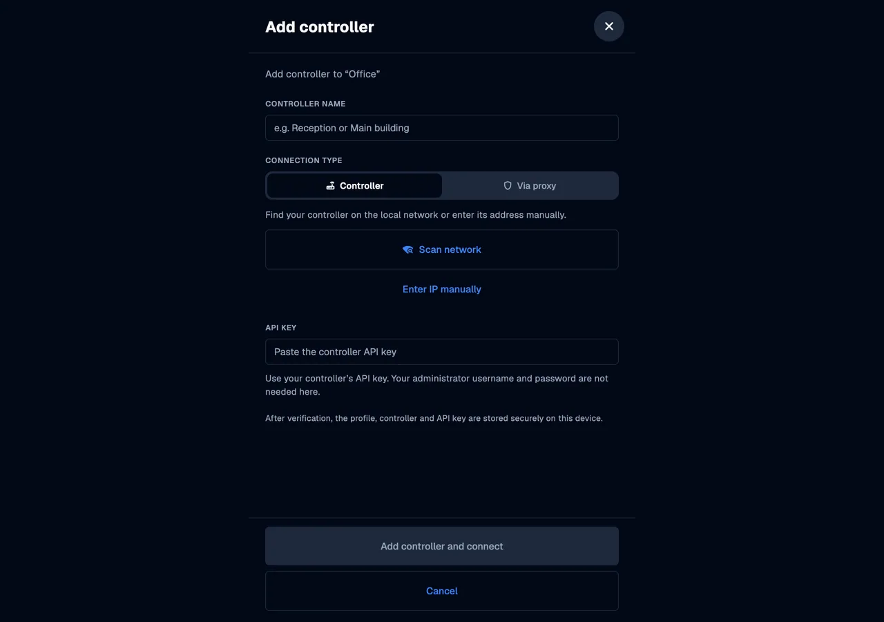 Add another controller · desktop · en · dark