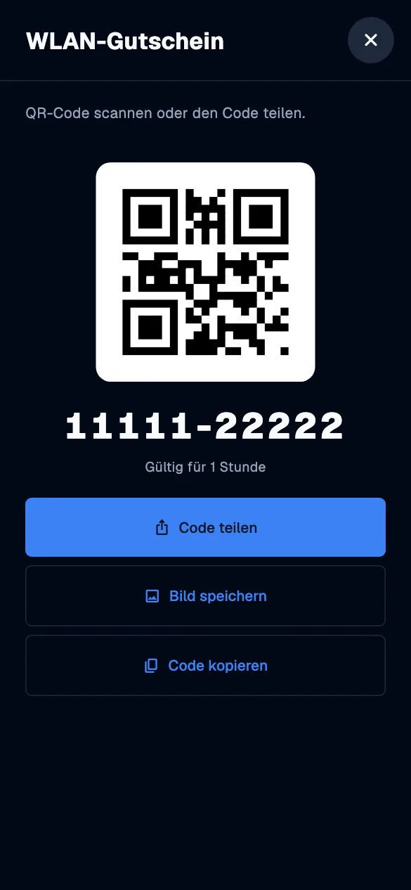 Voucher QR · mobile · de · dark