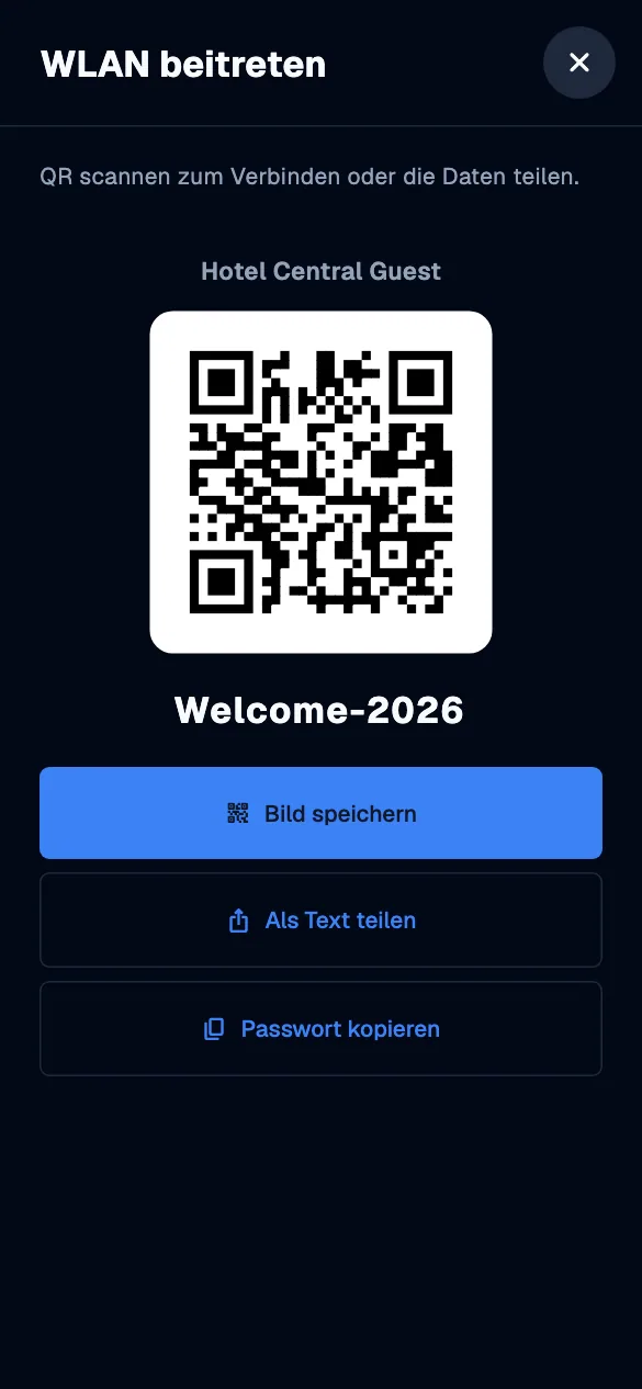 WiFi join card · mobile · de · dark