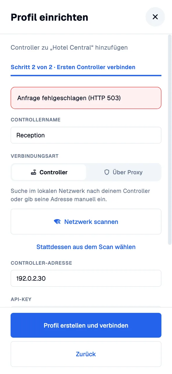 Connection feedback · mobile · de · light