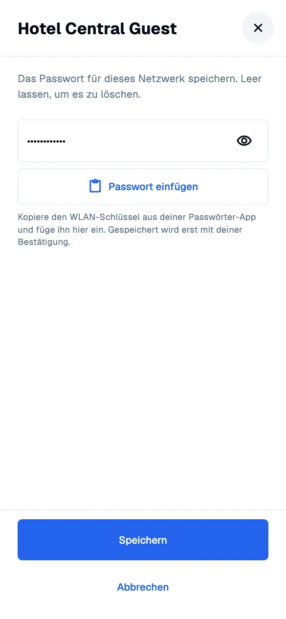 WiFi password · mobile · de · light