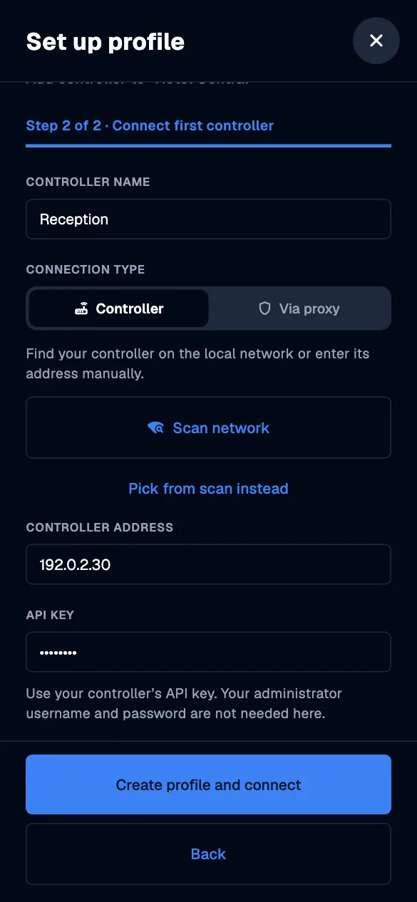 Connect a controller · mobile · en · dark