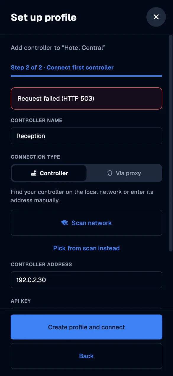 Connection feedback · mobile · en · dark