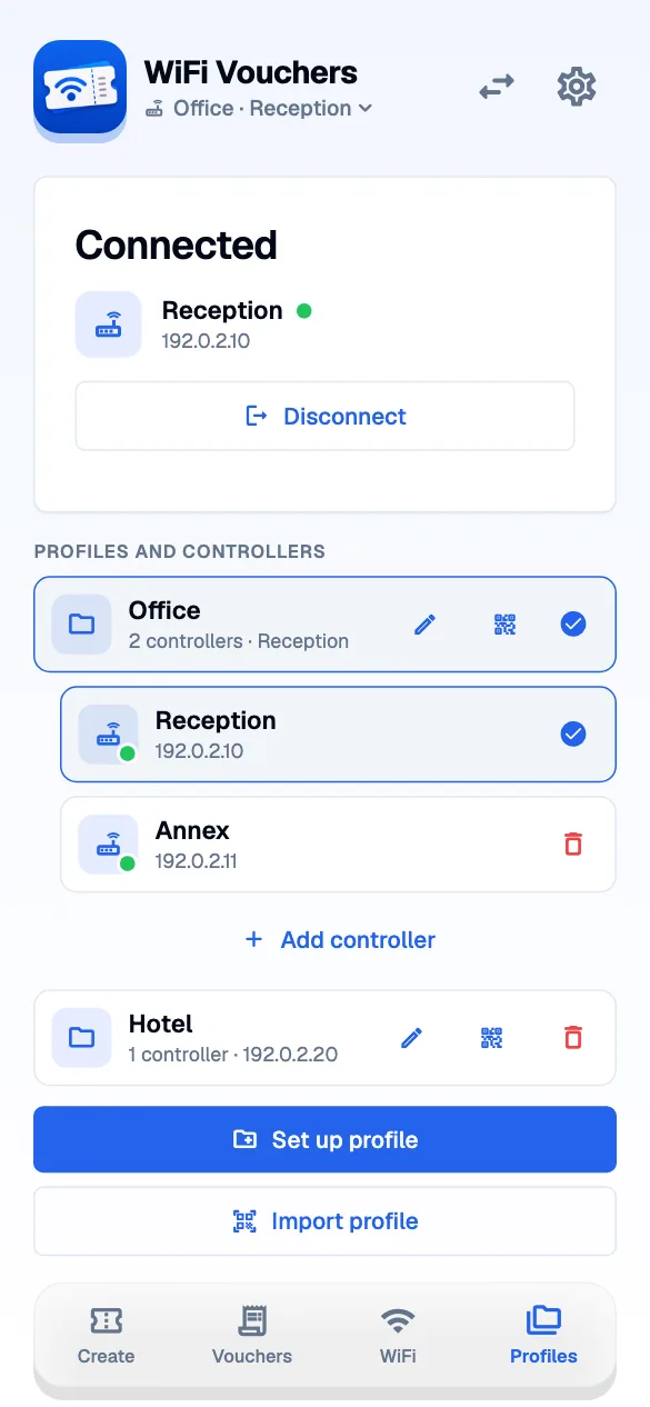 Profiles and controllers · mobile · en · light